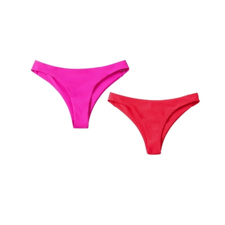 knqrhpse Underwear Women Pack Thong Bikini Women Bikini Bottoms High Cut Swimsuit Bottom Solid Color Mid Waist Swim Bottoms Pack Of 2 No Show Underwear Bikini Underwear Black 2XL