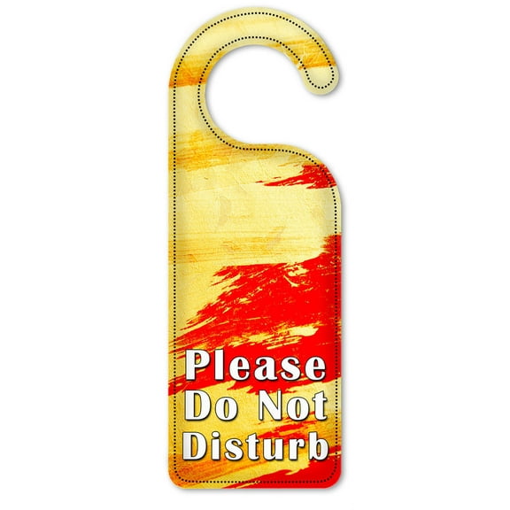 Do Not Disturb Door Knob Hanger Sign - Yellow & Red Brush Strokes