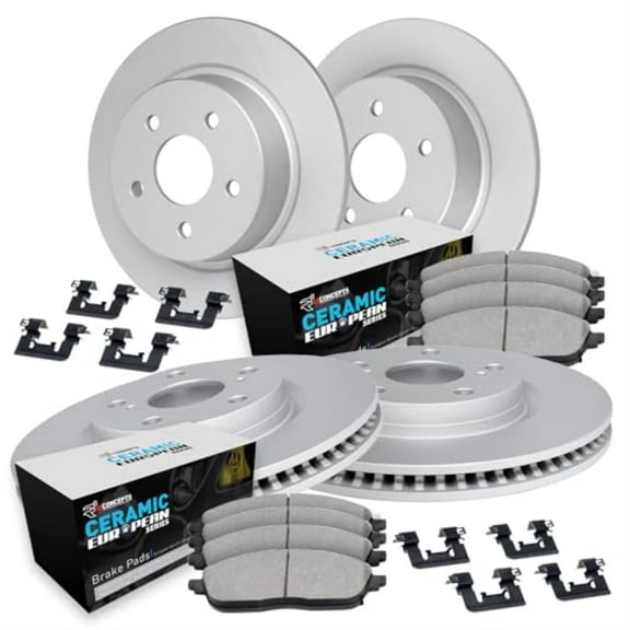 R1 Concepts Carbon Coated Disc Brake Rotor Set with Euro Ceramic Pads and Hardware WDTH2-11008