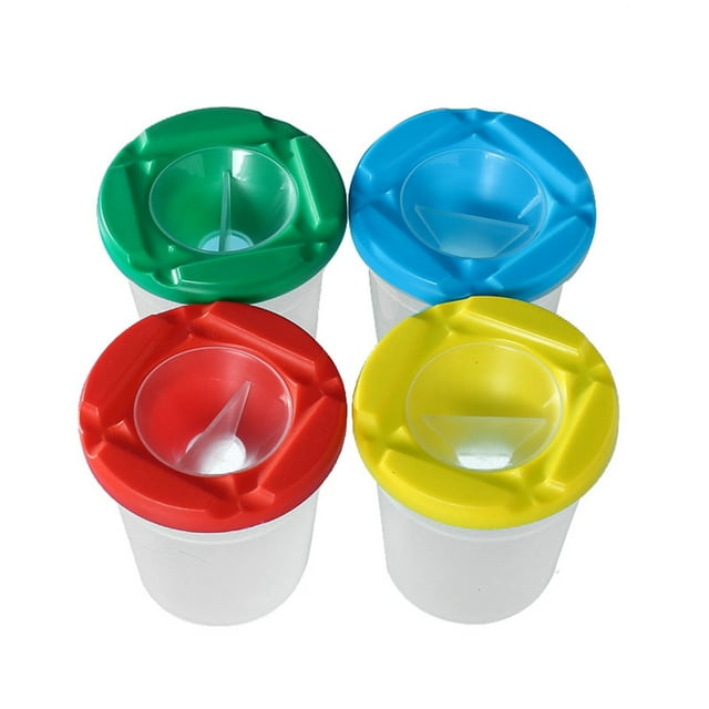 HAMPPLIES 8Pcs Chalk Wash Bucket and Pen Wash Cups Paint Brush Set for Classroom and Desk Use