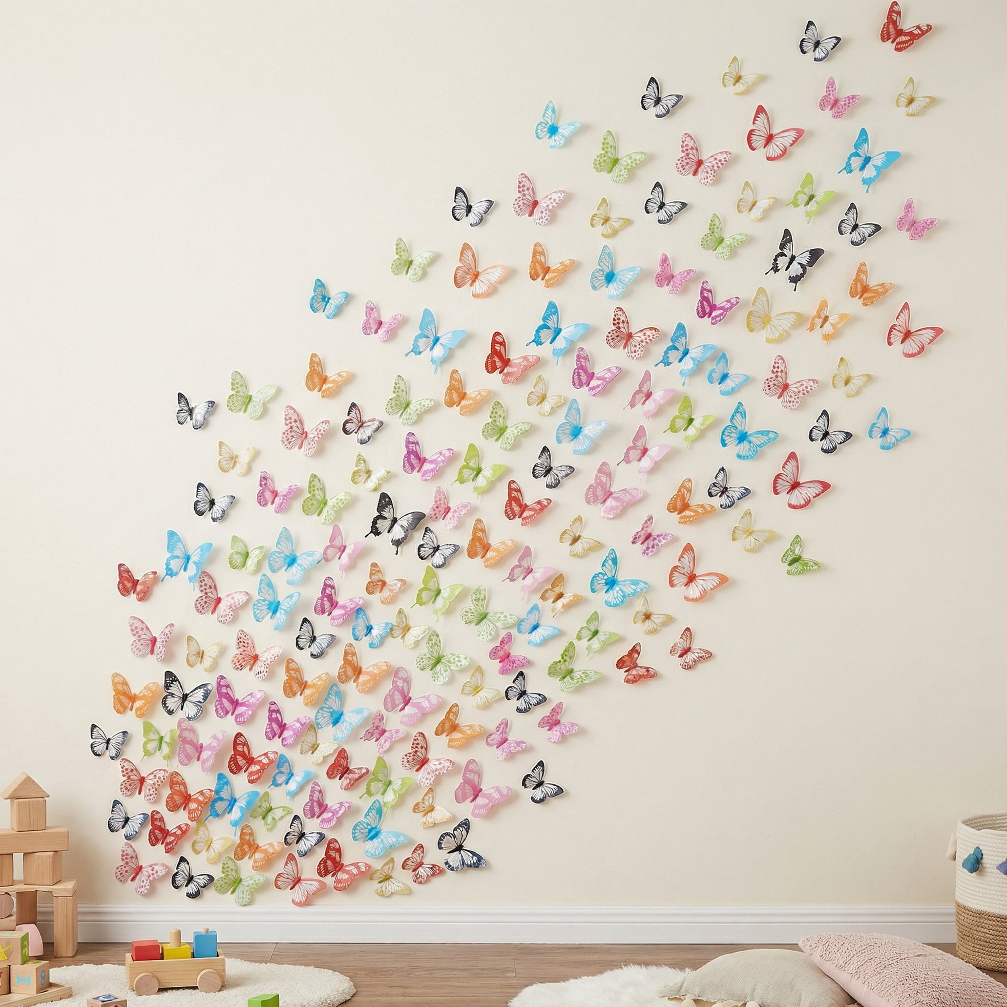 Unique Bargains 90 PCS Butterfly Wall Decals for Home Decoration Red Yellow 3.1" x 2.6"