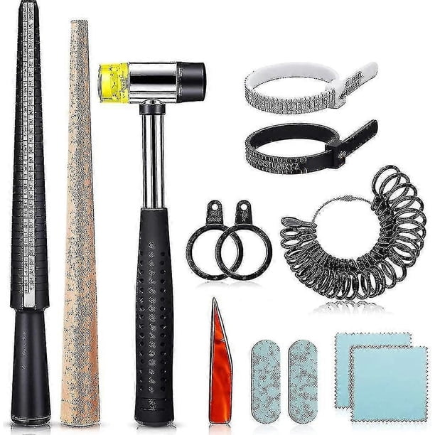 Intermediate Rings Tools Ring Making Tools Kit, Ring Sizer Gauge with Mandrel & Rubber Hammer ...