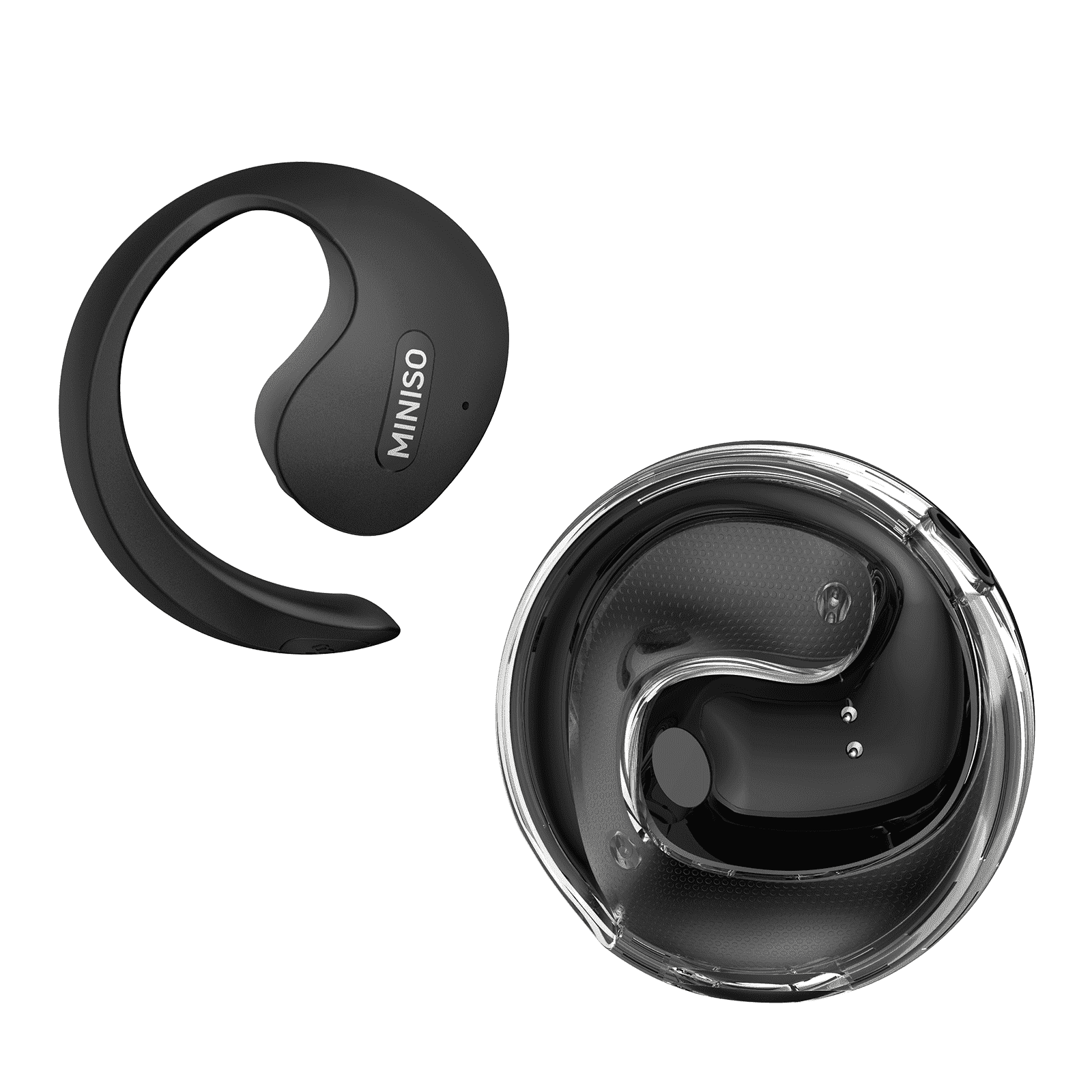 MINISO X15 Bluetooth 5.4 Wireless Open-Ear Headphones - AI Translator, Noise-Cancelling Earbuds, 130+ Languages, 40H Playtime, IPX5 Waterproof, Black + Earbud Case