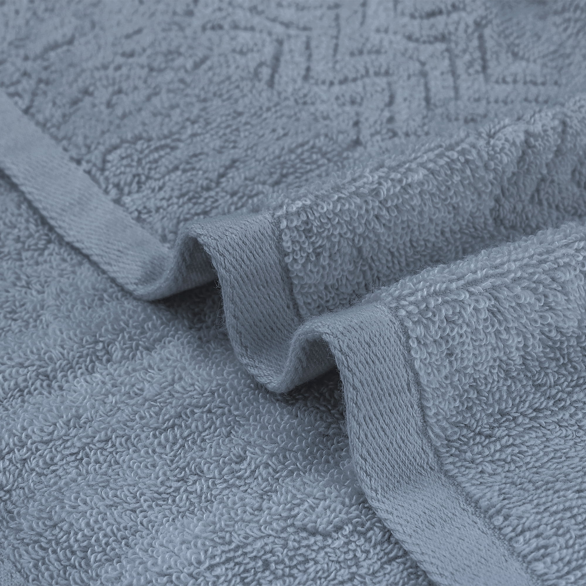 Unique Bargains Geometric Washcloths Set Cotton Bath Towels Low Lint Dark Blue 6