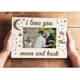 thumbnail image 6 of Darling Souvenir Made With Love Engraved Table Top Photo Frame Wooden Love You Moon & Back Quotes White Picture Frame Gift For Brothers Day, 4x6 Inches Horizontal Photo Size, 6 of 8