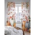 thumbnail image 3 of Sheer Curtains 84 inches Long 2 Panels Set Thanksgiving Pumpkin Autumn Leaves Fruit Harvest Wood Grain Tiers Sheers Rod Pocket Small Window Short Curtains for Kitchen Cafe, Each 52" W x 84" L, 3 of 7