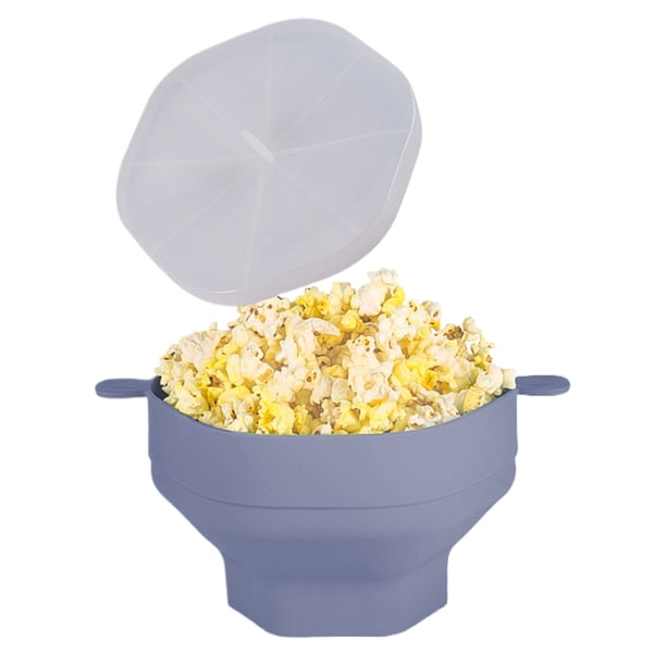 Cubo Silicona para Palomitas Maíz A Altas Temperaturas para Horno Microondas Con Asa Cubo Retráctil Y Plegable para Palomitas Maíz Con Tapa (gris) (gris)