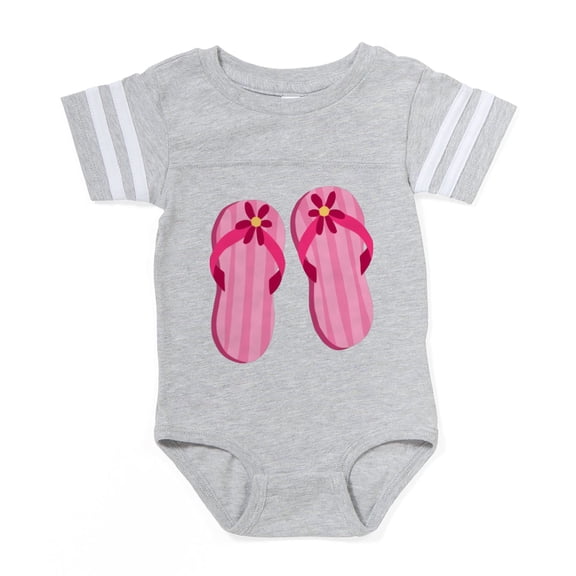 CafePress - Pink Flip Flops - Cute Infant Baby Football Bodysuit