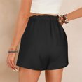 thumbnail image 3 of Linen Shorts for Women, Summer Casual Wide Leg Short Pants with Pockets, Loose High Waist Drawstring Dressy Beach Shorts Black XXL, 3 of 6
