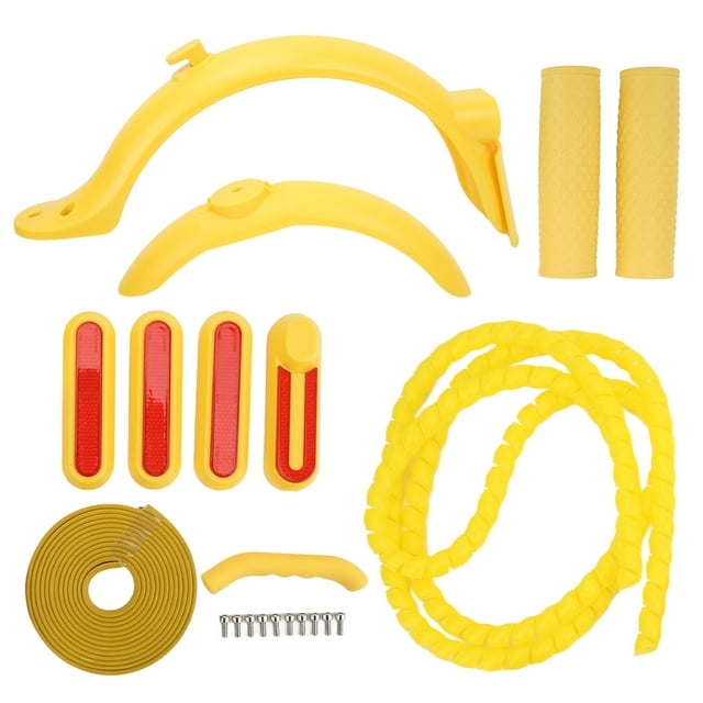 Scooter Accessories Set, Strong Toughness Handbrake Silicone Cover Front Mudguard Brake Concealing Line Electric Scooter Accessories For Replacement Yellow