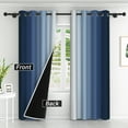 thumbnail image 3 of LFEEY Navy Blue and Greyish White Ombre Curtains, Room Light Blocking Curtains , 52x84inch, 2 Panel, 3 of 7