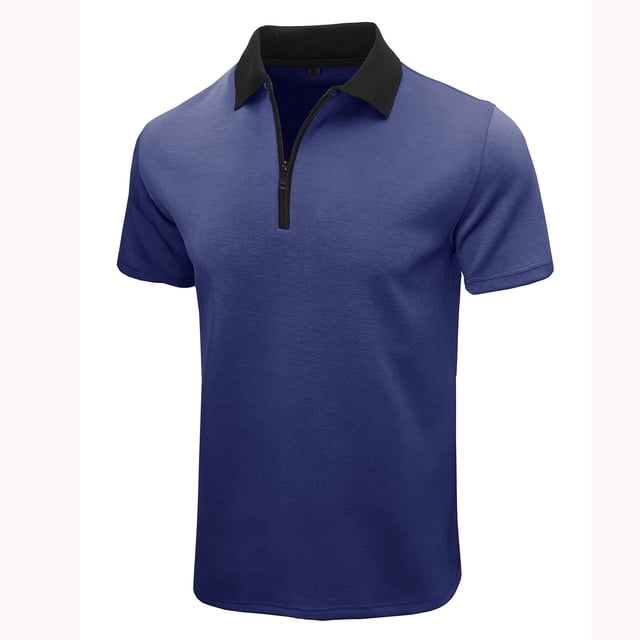 Aqestyerly Chemises à Manches Courtes pour Hommes, Chemise Décontractée Mode Unie à Manches Courtes avec Col Rabattu et Fermeture Éclair