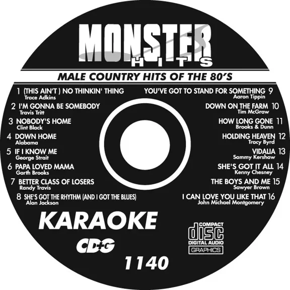 Karaoke Monster Hits Cd G Male Country Hits Of The 80'S #1140