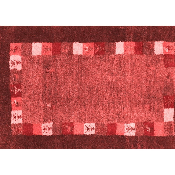 Ahgly Company Indoor Rectangle Abstract Red Contemporary Area Rugs, 5' x 7'