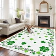 thumbnail image 3 of Shamrocks Large Area Rugs for Bedroom Living Room, Soft Non Slip Carpet Bedside Rug, Saint Patricks Day Green Clover Green White Rectangle Floor Cover Kitchen Accent Rug 5'x7' for Dining Room/Office, 3 of 9