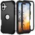 thumbnail image 2 of for iPhone 16 Plus Case, Phone Case iPhone 16 Plus, Heavy Duty 3 in 1 Full Rugged Shockproof Hybrid Hard PC Soft Rubber Bumper Corner Drop Protection Grip Girls Women Boys Men,Black, 2 of 8