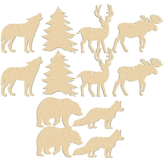 MLINS  30 Pcs Decorative Wooden Animal Ornaments Forest Themed Party Supplies Child