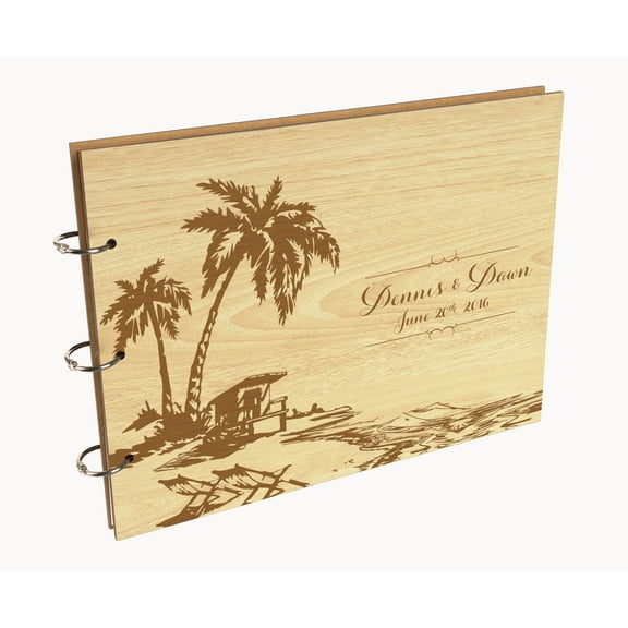 Darling Souvenir Personalized Engraved Laser Cut Wedding Guest Book Wooden Cover Sign-in Book Registry Guestbook Scrapbook-LB