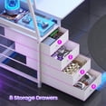 thumbnail image 4 of Gaming Desk with LED Lights, Large PC Gamer Desk Workstation with 8 Drawers and Storage Shelves, 4 of 7