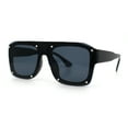 thumbnail image 5 of Bold Oversized Metal Thorn Stud Rectangular Plastic Mobster Sunglasses All Black, 5 of 8