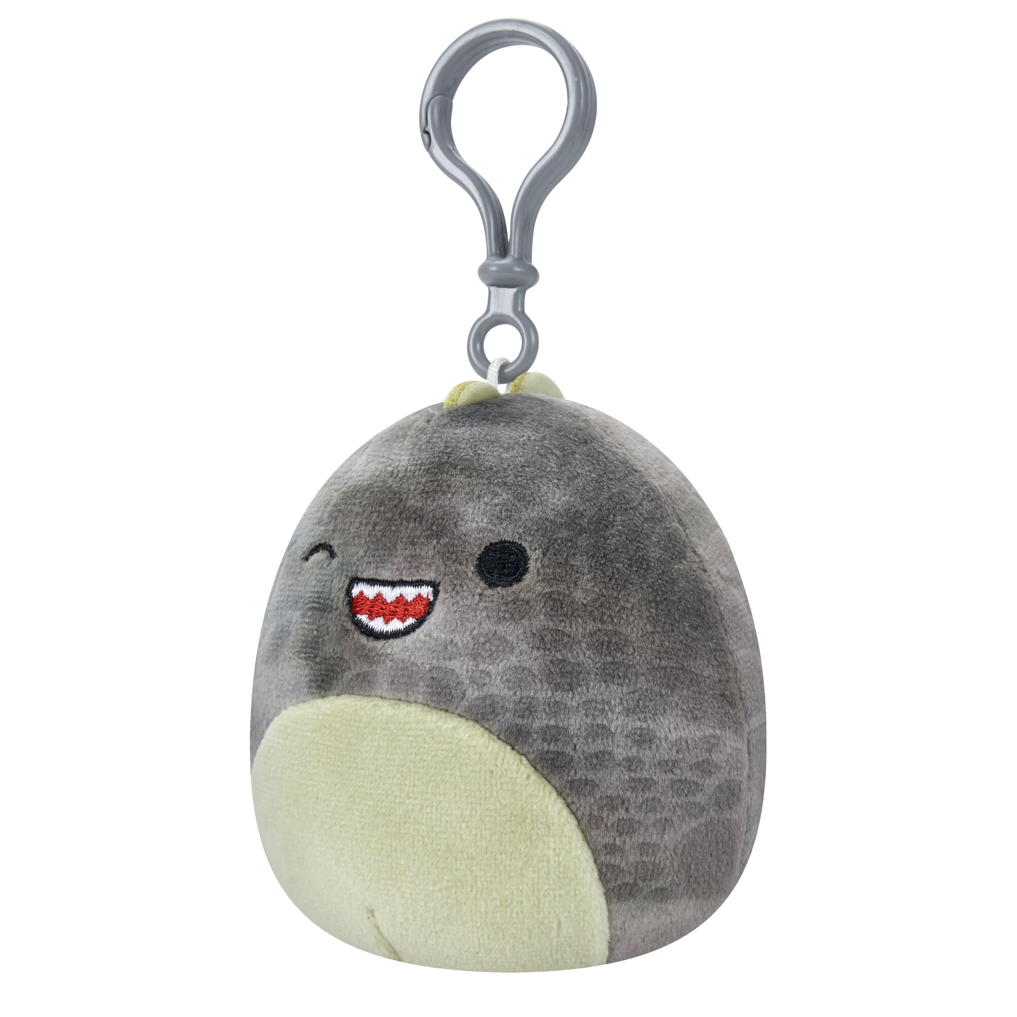 Little Plush 3.5 inch Child's Clip-on Squishmallows Xander - Grey Winking T-Rex Plush