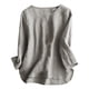 thumbnail image 1 of Camisa de mujer de color liso con cuello en V y botones: estilo informal y elegante, corte holgado, poliéster resistente, fácil de combinar., 1 of 6