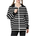 thumbnail image 3 of MKOSPLRT Zip Up Sweatshirts Jacket Kids 5-15Y Striped Casual Jackets Long Sleeve Stand Collar Fall Jacket with Pocket for Girl Boy, 3 of 7