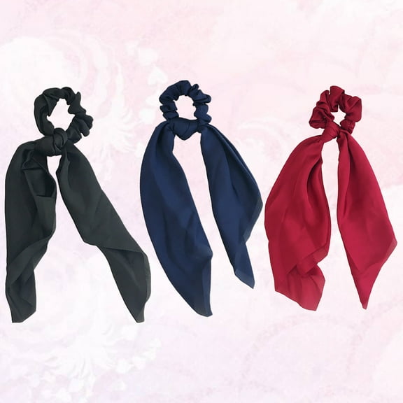 Amosfun 3pcs Elastic Hair Ties Fabric Simple Bow Design for Women Everyday Wear