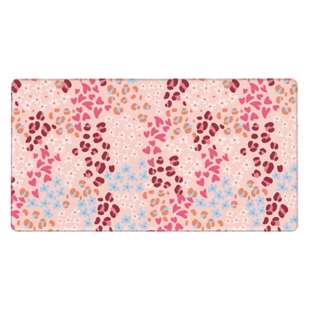 ZICANCN Gaming Mouse Pad, Cartoon Flowers Pink Hearts Large Mouse Mat Desk Pad, Keyboard Mouse Mat, 15.8x29.5 inch