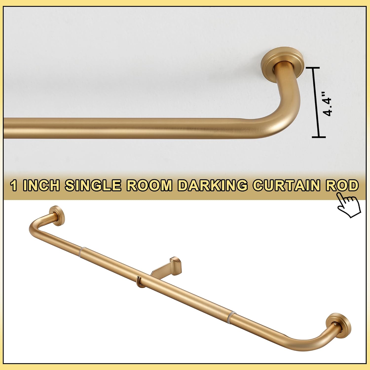 Antique Bronze Wrap Around Curtain Rod, 1 Inch Diameter, 28 to 150 Inch, Adjustable Blackout Curtain Rod with Zinc Alloy Double-deck Finials and Aluminum Center Brackets