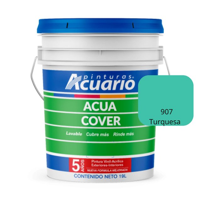 PINTURA VINILICA ACUA COVER COLOR TURQUESA MATE ACUARIO CUBETA