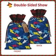 thumbnail image 2 of Rocae Cartoon Shark Print Christmas Drawstring Linen Gift Bag with Drawstrings Treat Bag Goody Present Bags for Christmas Party Favor, 2 of 8