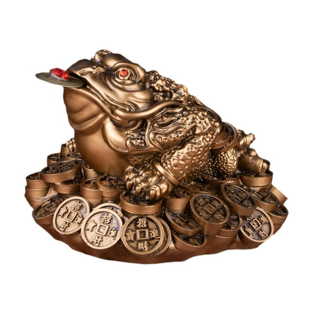 Figurilla de sapo de la fortuna y la riqueza del Feng Shui, artesanía de recuerdo, decorativa de tres patas Bronce