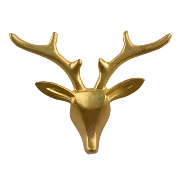 HONMEET 1Pcs Golden Brass Deer Knob for Dresser Drawers and Cabinet Handle 3.2x2.6x0.8in