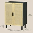 thumbnail image 3 of HOMCOM Buffet Bahut Boho avec 2 Portes en Rotin, Noir, 3 of 7