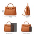 thumbnail image 5 of Woven Bag for Women Shoulder Purse: Vegan Leather Handbag - Handmade Tote Bag - Elegant Satchel Bag with Bowknot (Brown Color), 5 of 8