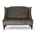 thumbnail image 4 of Grey Velvet Loveseat 2-Seater, Modern Glam Wingback Sofa with Button-Tufted Stitch, Soft Velvet Upholstery, Stylish Living Room Accent Couch, 50.25" W, 4 of 9
