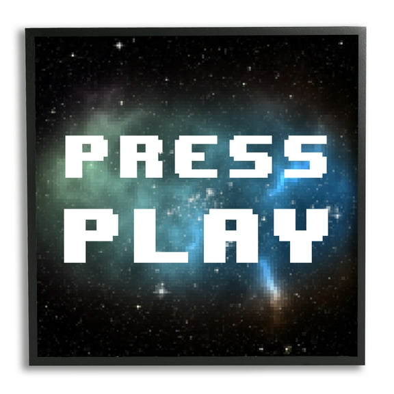 Stupell Industries Press Play Nebula Abstract Painting Black Framed Art Print Wall Art, 12 x 12