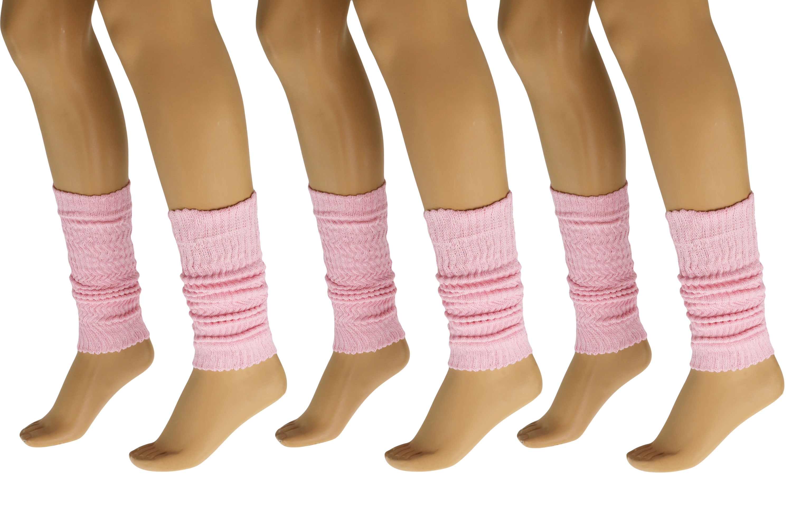 Aerobic Leg Warmers for Women 3 Pairs Pink Cotton Knee High