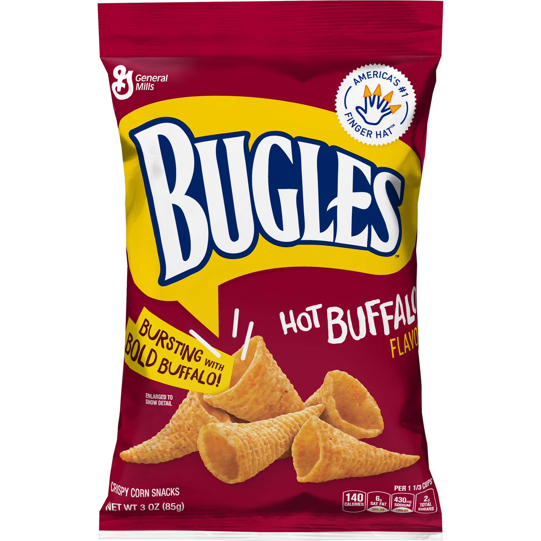 Bugles Hot Buffalo Flavor Crispy Corn Snacks