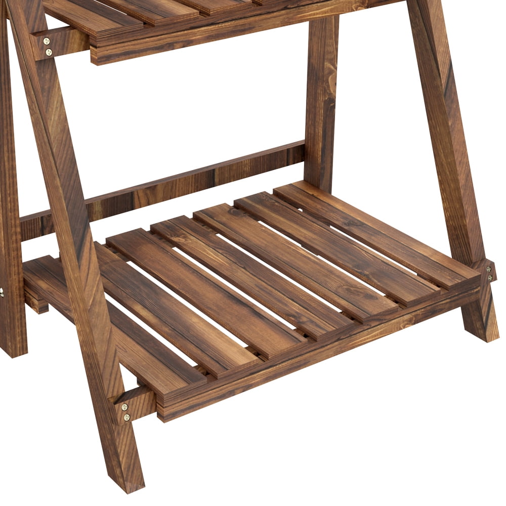 Renwick 3 Tier Folding Wooden Flower Stand for Outdoor & Indoor, Brown