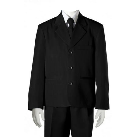 Sweet Kids Boys Black Jacket Shirt Tie Vest Pants Husky Size Suit 8-20