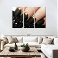 thumbnail image 3 of Elephant Stock Matte Black Nails Wall Art - Horizontal Multi Panel Canvas - Hallway Wall Decor - Fashion And Beauty Multi Panel - Black And Beige Decor - 74" x 48", 3 of 8
