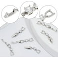 thumbnail image 3 of 1 Box 4Pcs Bracelet Necklace Extender Clasp Silver Brass Cubic Zirconia Fold Over Extension Jewelry Making DIY Accessories, 3 of 4