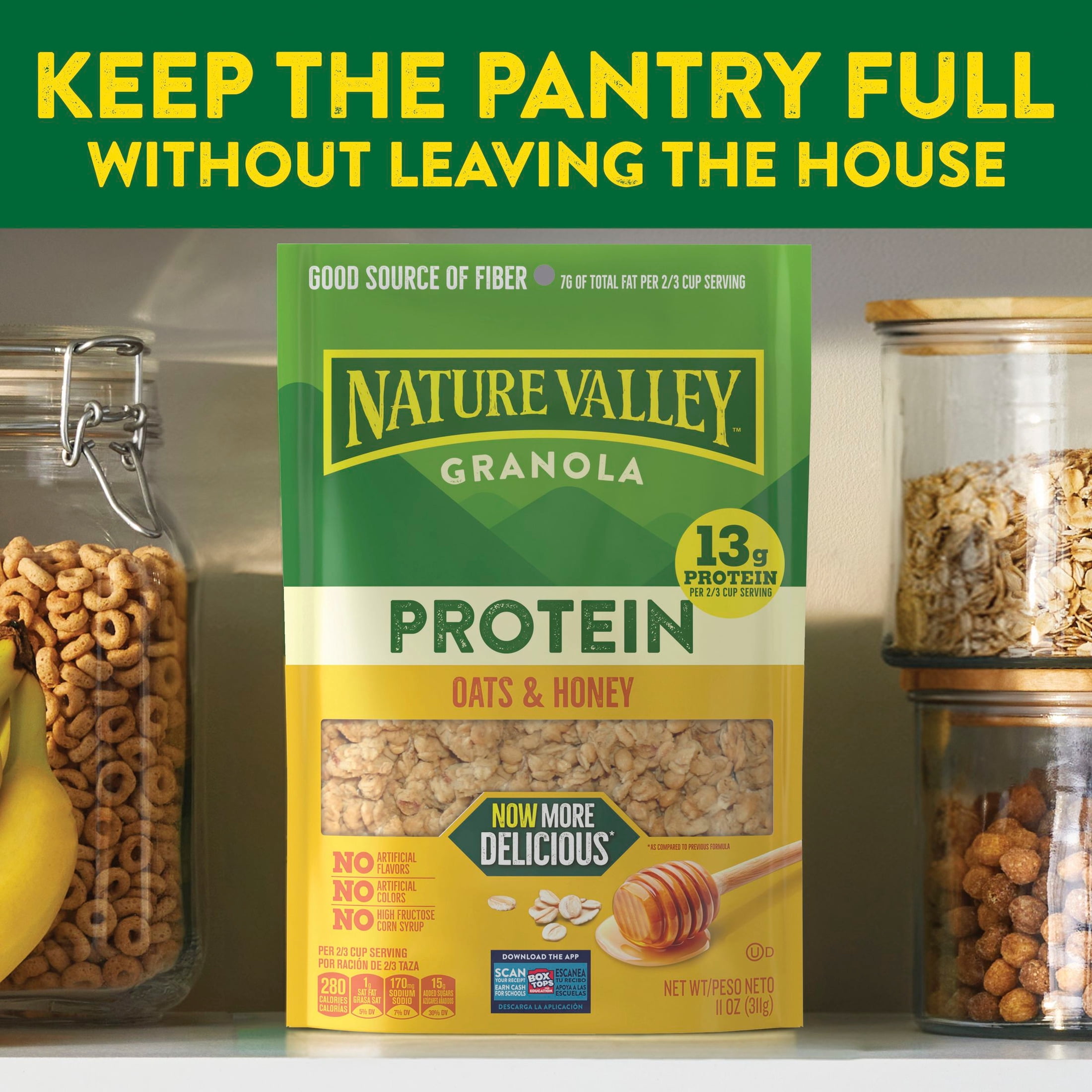 (4 pack) Nature Valley Protein Oats and Honey Granola Pouch, 11 oz