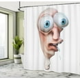 thumbnail image 5 of Ambesonne Humor Shower Curtain, Stupid Derp Human Comics, 69"Wx84"L, Peach and Blue, 5 of 5