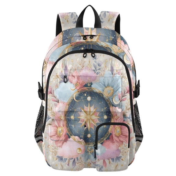 DIXRUYEE Star Flower Backpack for School 14”Laptop Compatible with Reflective Safety Strips