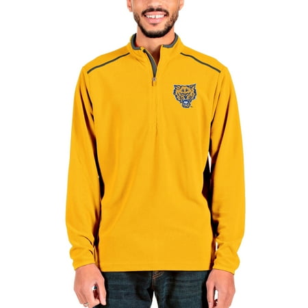 Fort Valley State Wildcats Antigua Glacier Quarter-Zip Pullover Jacket - Gold/Charcoal