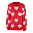 thumbnail image 4 of VISALY Love Sweater Love Print Heart Sweater Dressy Casual Sweaters Casual Sweaters Trendy Tunic Sweaters Casual Sweaters Loose Fit Knit Pullover Basic Sweaters Winter Sweater Red S, 4 of 5