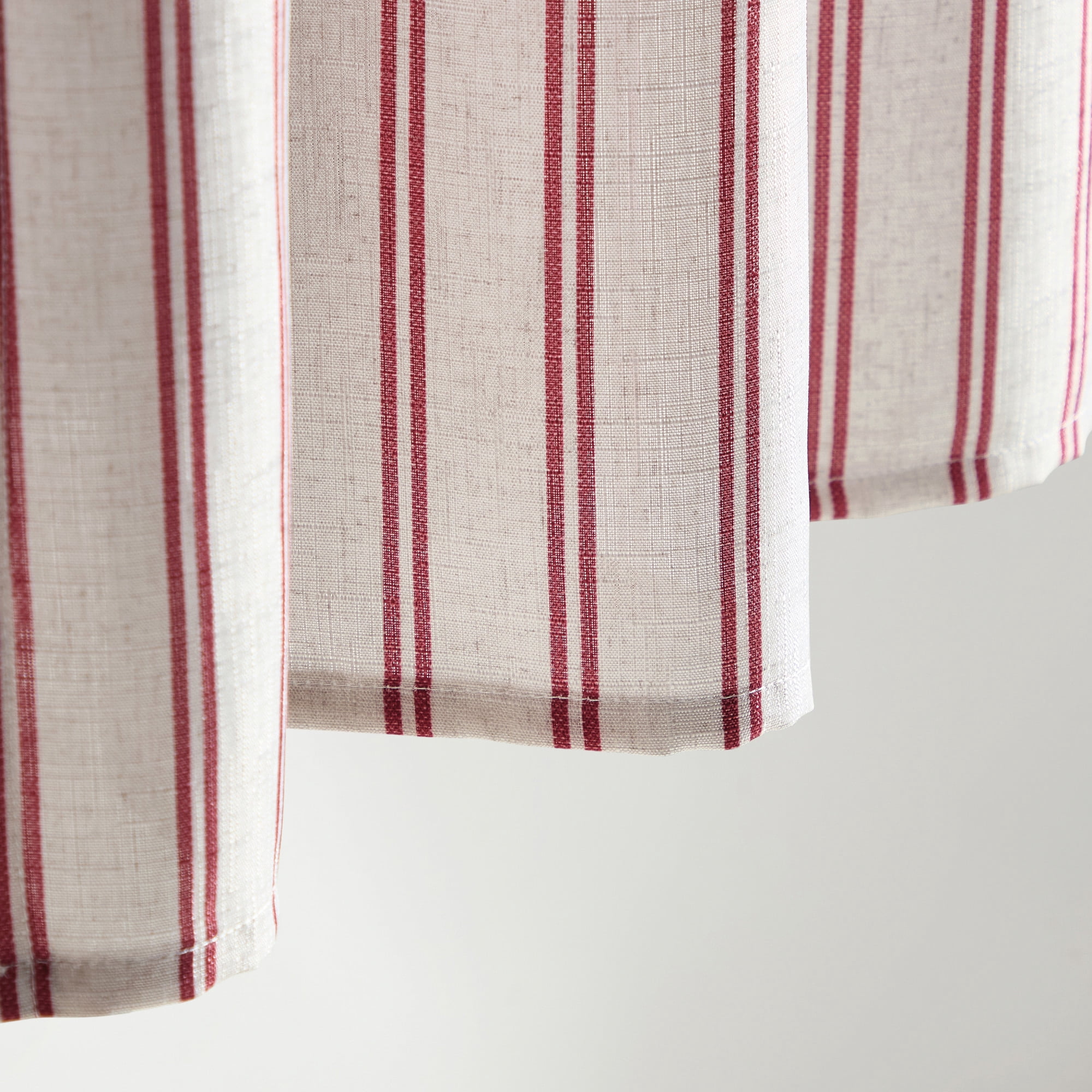 Curtainworks Banner Stripe 3 Piece Tier and Valance Set Red, Indoor, Pole Top, 56," x 14", Adult
